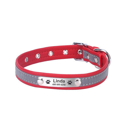 Personalized Leather Reflective Collar