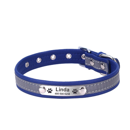 Personalized Leather Reflective Collar