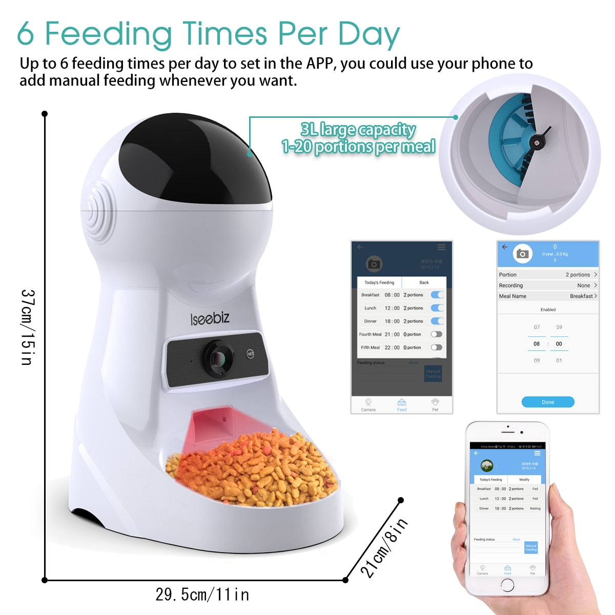 3L Smart Food Dispenser With Camera